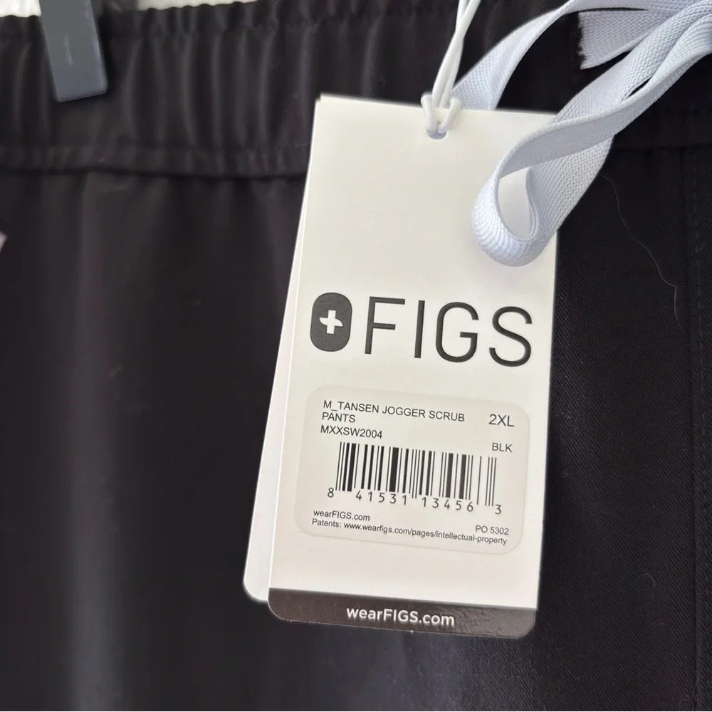 NWT FIGS Men’s Tansen Jogger Scrub Black Size 2XL